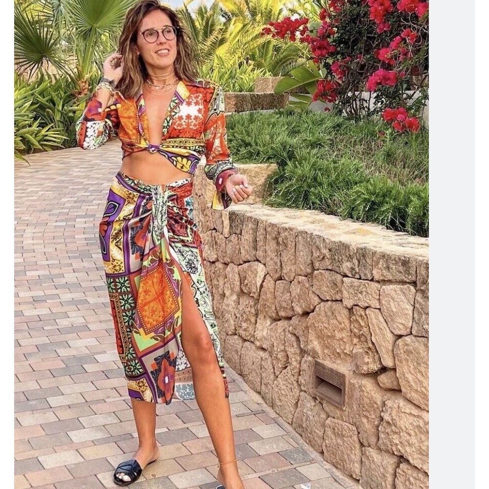 Zara satin printed set Bloggers Favorite